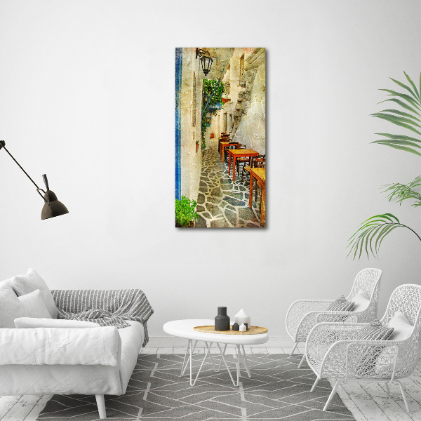 Quadro acrilico verticale Taverne greche