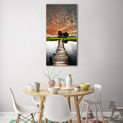 Quadro stampa su vetro acrilico verticale Ponte di legno