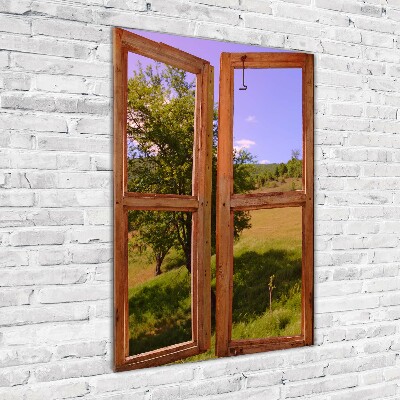 Quadro acrilico verticale Il paesaggio fuori dalla finestra