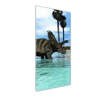 Quadro vetro acrilico verticale Dinosauri sulla spiaggia