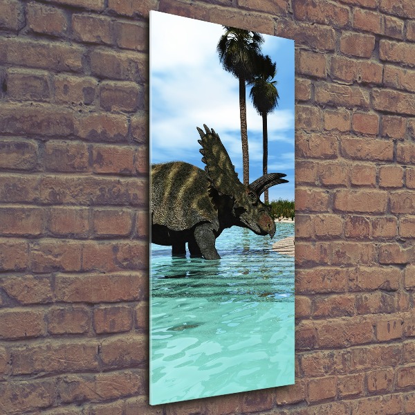 Quadro vetro acrilico verticale Dinosauri sulla spiaggia