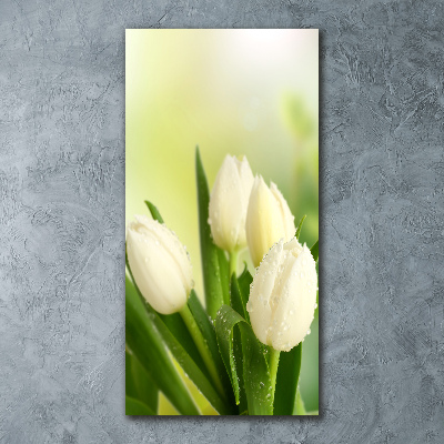 Quadro acrilico verticale Tulipani bianchi