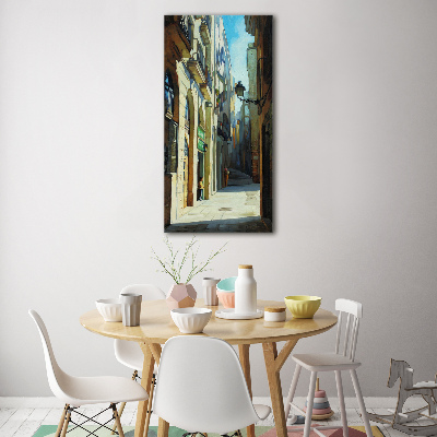Quadro acrilico verticale Le strade di Barcellona