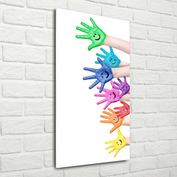 Quadro in vetro acrilico verticale Mani dipinte