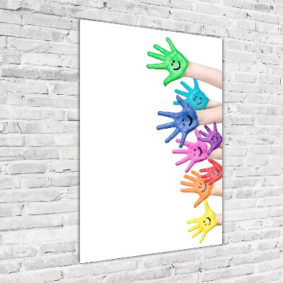 Quadro in vetro acrilico verticale Mani dipinte