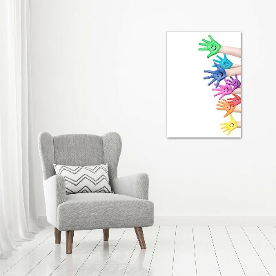 Quadro in vetro acrilico verticale Mani dipinte