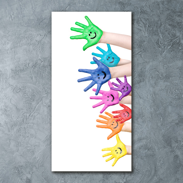 Quadro in vetro acrilico verticale Mani dipinte