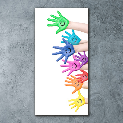 Quadro in vetro acrilico verticale Mani dipinte