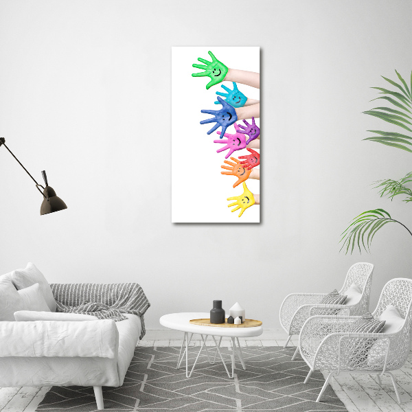 Quadro in vetro acrilico verticale Mani dipinte