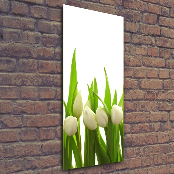 Quadro acrilico verticale Tulipani bianchi