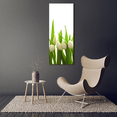 Quadro acrilico verticale Tulipani bianchi