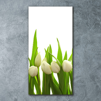 Quadro acrilico verticale Tulipani bianchi