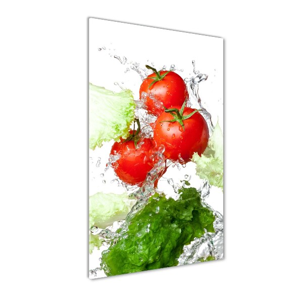 Quadro acrilico verticale Pomodori e lattuga