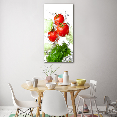 Quadro acrilico verticale Pomodori e lattuga