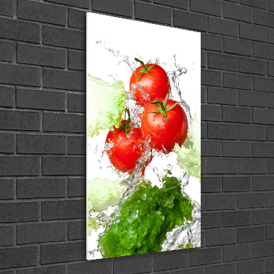 Quadro acrilico verticale Pomodori e lattuga