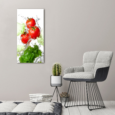 Quadro acrilico verticale Pomodori e lattuga