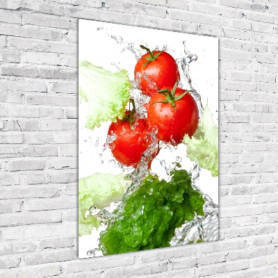 Quadro acrilico verticale Pomodori e lattuga