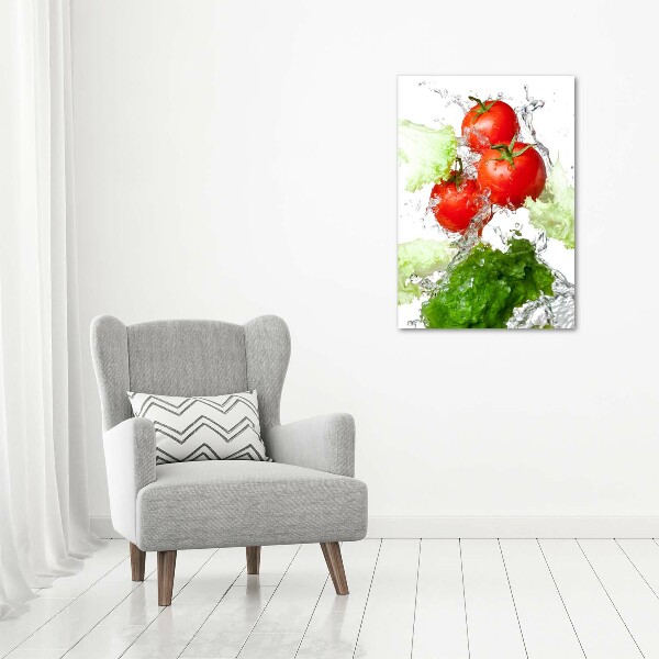 Quadro acrilico verticale Pomodori e lattuga