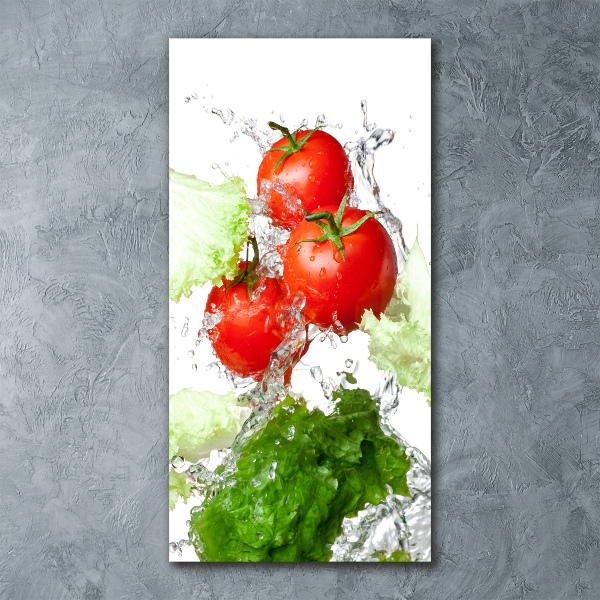 Quadro acrilico verticale Pomodori e lattuga