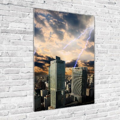 Quadro in vetro acrilico verticale Tempesta su Varsavia