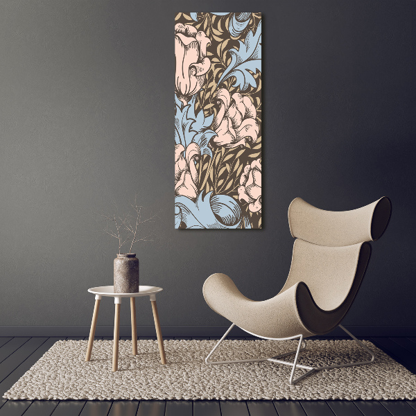 Quadro vetro acrilico verticale Fiori e foglie
