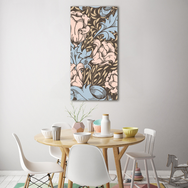 Quadro vetro acrilico verticale Fiori e foglie