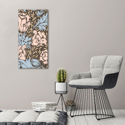 Quadro vetro acrilico verticale Fiori e foglie