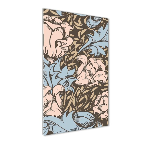 Quadro vetro acrilico verticale Fiori e foglie