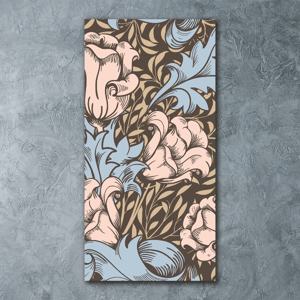 Quadro vetro acrilico verticale Fiori e foglie