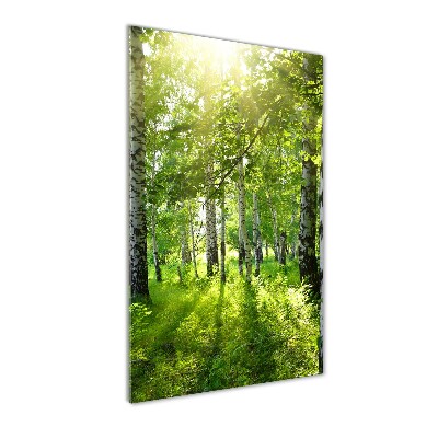 Quadro acrilico verticale Foresta di betulle