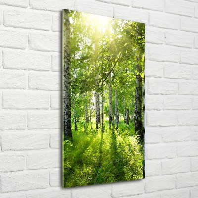 Quadro acrilico verticale Foresta di betulle
