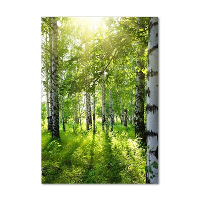 Quadro acrilico verticale Foresta di betulle