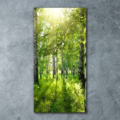 Quadro acrilico verticale Foresta di betulle