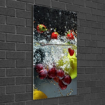 Quadro vetro acrilico verticale Frutti sott'acqua