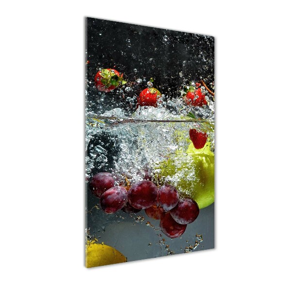 Quadro vetro acrilico verticale Frutti sott'acqua