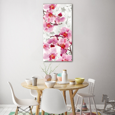 Quadro vetro acrilico verticale Orchidea rosa