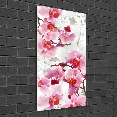 Quadro vetro acrilico verticale Orchidea rosa