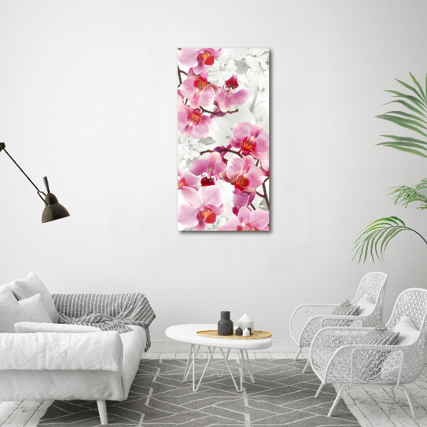 Quadro vetro acrilico verticale Orchidea rosa
