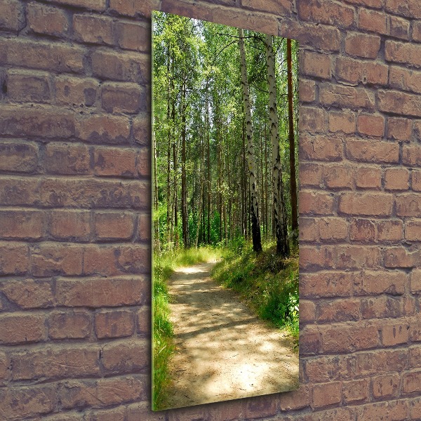 Quadro acrilico verticale Foresta di betulle