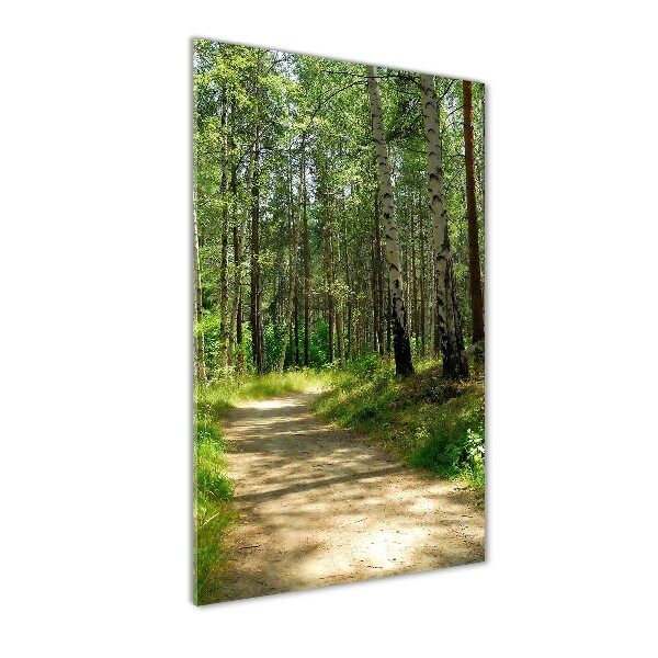 Quadro acrilico verticale Foresta di betulle