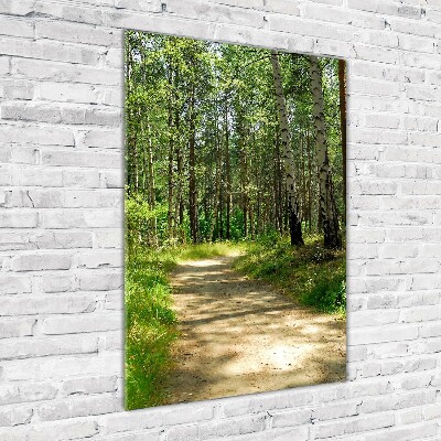 Quadro acrilico verticale Foresta di betulle