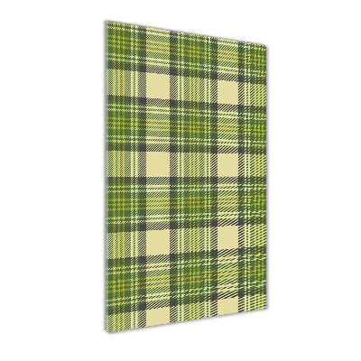 Quadro acrilico verticale A scacchi verdi