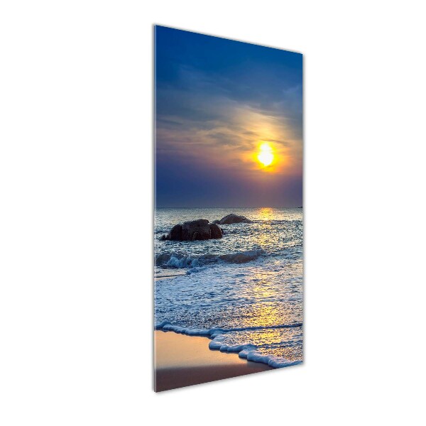 Quadro vetro acrilico verticale Spiaggia al tramonto