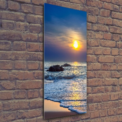Quadro vetro acrilico verticale Spiaggia al tramonto