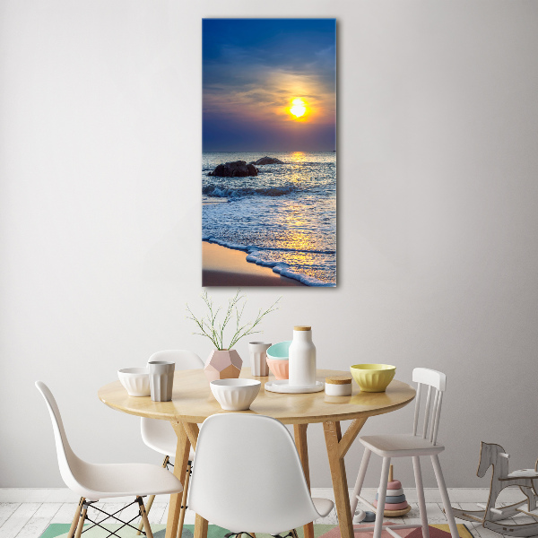 Quadro vetro acrilico verticale Spiaggia al tramonto