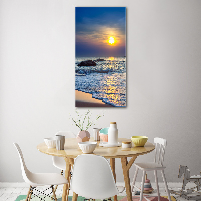 Quadro vetro acrilico verticale Spiaggia al tramonto