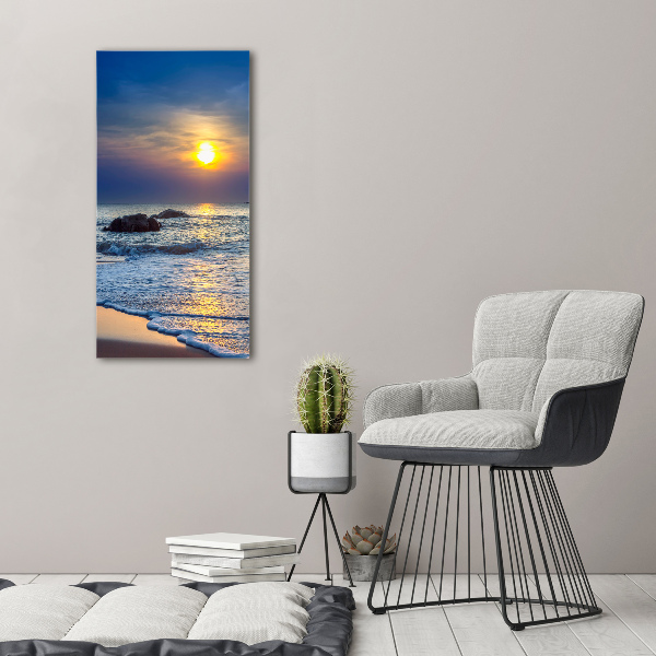 Quadro vetro acrilico verticale Spiaggia al tramonto