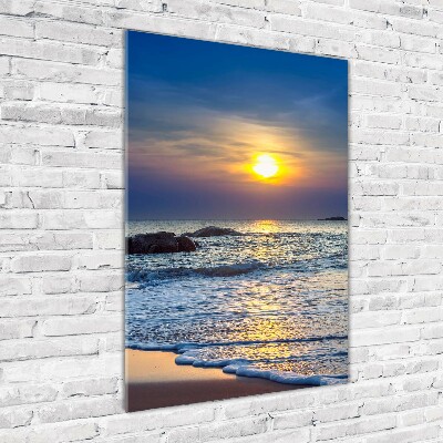 Quadro vetro acrilico verticale Spiaggia al tramonto