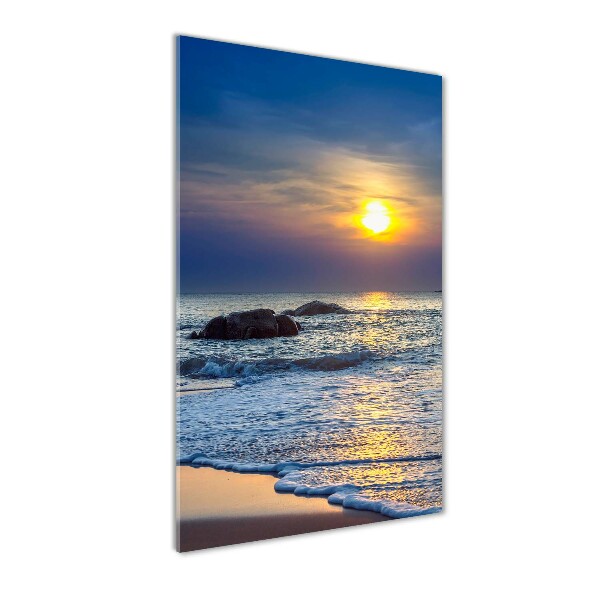 Quadro vetro acrilico verticale Spiaggia al tramonto