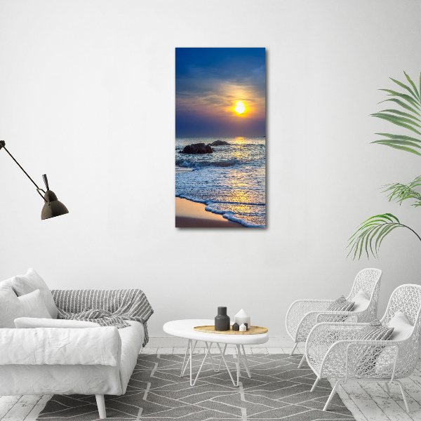 Quadro vetro acrilico verticale Spiaggia al tramonto